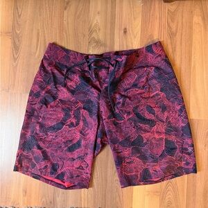 lululemon athletica Red and Black Swim Board Shorts